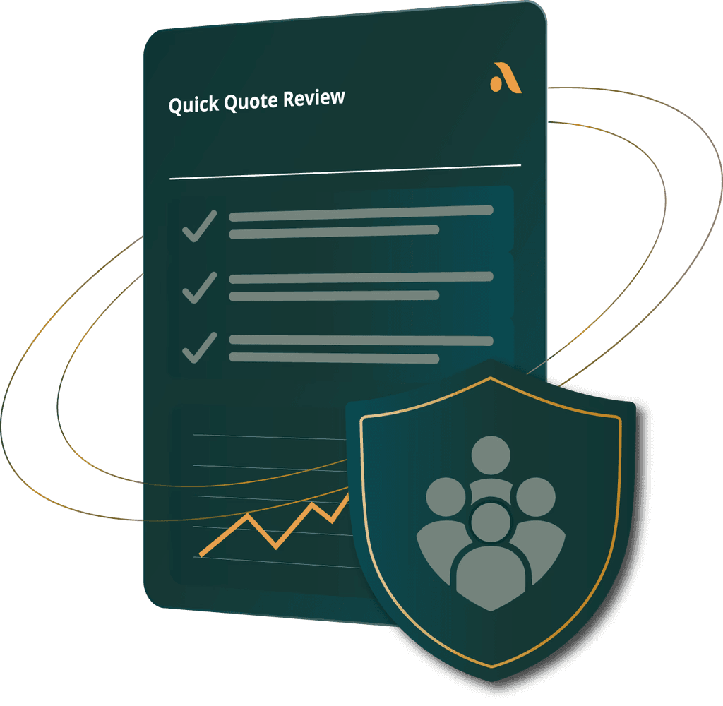 Quick Quote Review workflow with underwriting checklist, performance chart, and protected team review