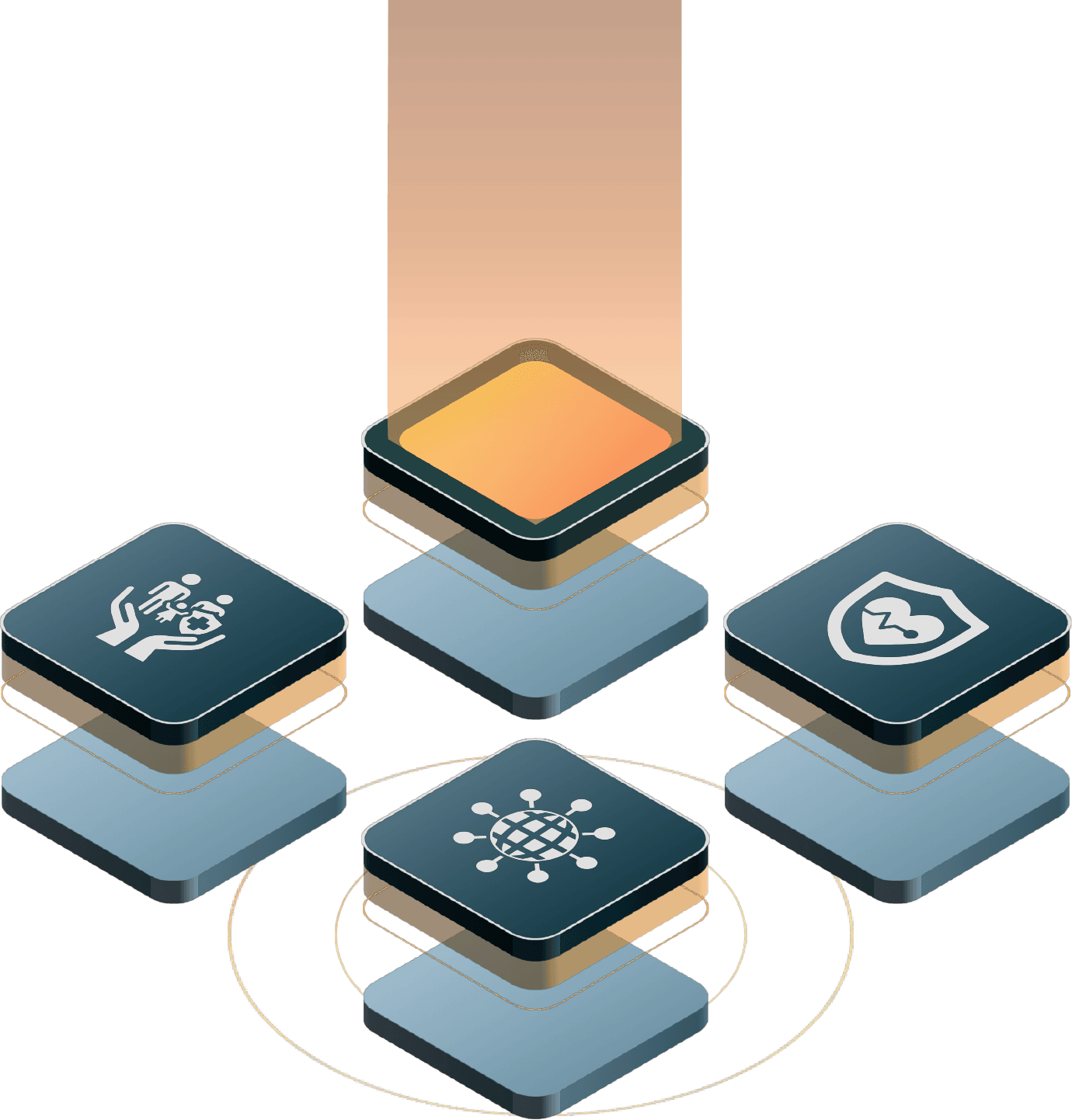 Connected telehealth operations and virtual-care technology illustration