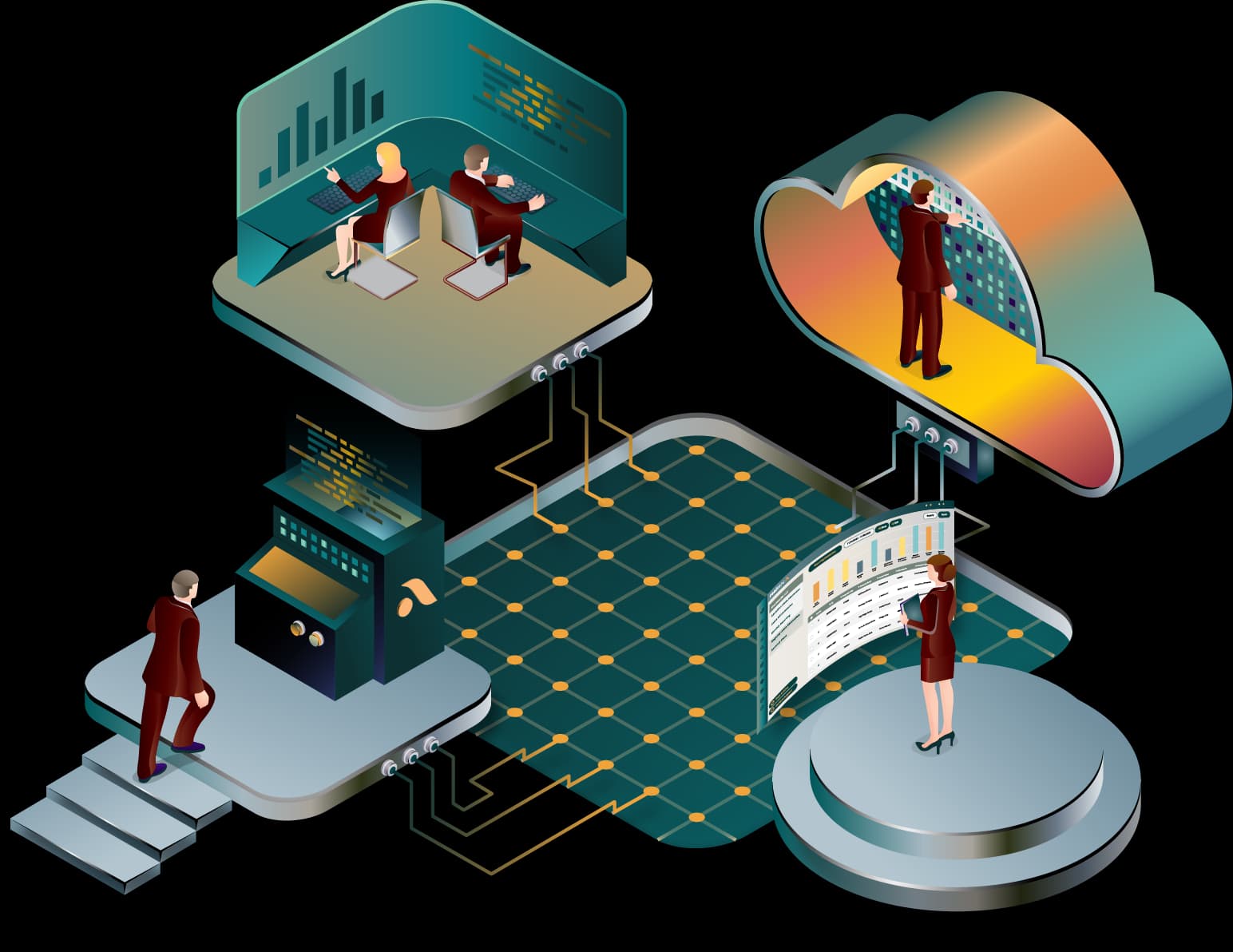 Real estate accounting operations and technology illustration