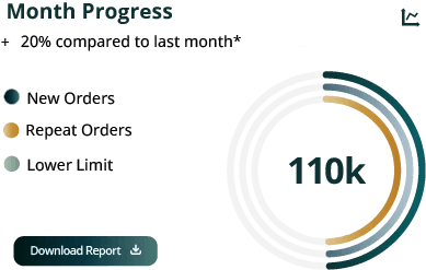 Medical record collection progress dashboard with monthly request reporting