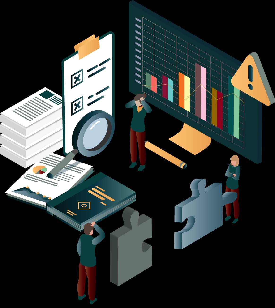 Illustration of hiring challenges slowing healthcare and insurance teams.